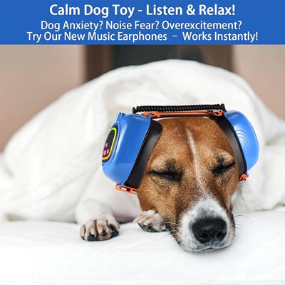 Dog Music Headphones for Anxiety Relief Fireworks Thunder Noise Blocking Earmuffs with Sound Isolation Calming Classical ASMR Music for Dogs – Pet Ear Muffs (Blue, XL)