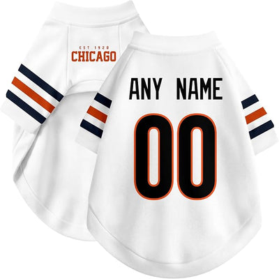 Chicago Dog Clothes Jersey Style Personalized Pet T Shirt with Custom Name Number for Small Medium Large Dogs