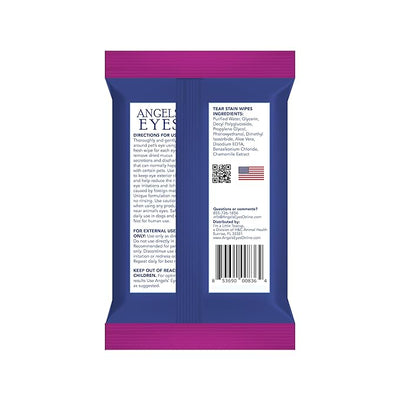 ANGELS’ EYES Face, Eye & Paw Cleansing & Tear Stain Wipe, Large 4”x7” Hypoallergenic Dog & Cat Wipes, Reduce Tear Stains, Dirt, and Discharge, Fragrance Free, 40 Count