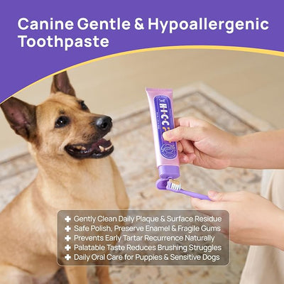 HICC PET Hypoallergenic 4-Enzymatic Dog Toothpaste - Gentle Clean for Sensitive Gums - Plaque & Tartar Control Toothpaste for Fresh Breath - Soothing Oral Care - Chicken & Mint, 2.82 oz