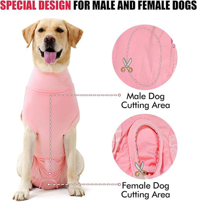 Dotoner Dog Surgery Recovery Suit Dog Suit for Male Female Neuter Anti-Lick Abdominal Wounds Bite Protective Outfit Alternative E-Collar & Cone Breathable Spay Suit for Medium Large Dogs