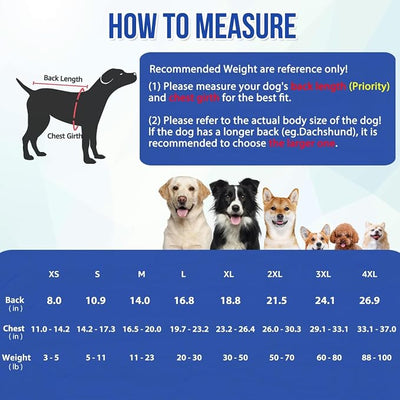 SlowTon Dog Surgery Recovery Suit - Zipper On Dog Onesies After Surgery for Female Male Dogs, Abdominal Wounds Bandages Cone/E-Collar Alternative Dogs Body Suit Anti-Licking (DBL,3XL)