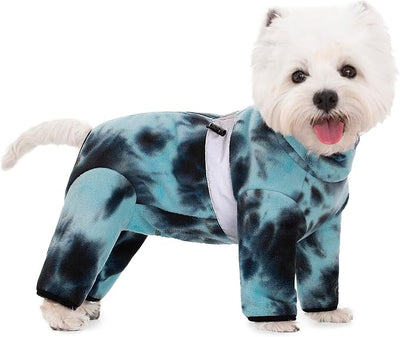 Dog Coats for Small Dogs, Polar Fleece Dog Pajamas Bodysuit, Puppy Onesies Tie Dye Jumpsuits, Dogs Warm Clothes Four-Legged, Doggie Fullbody Winter Jacket Vest
