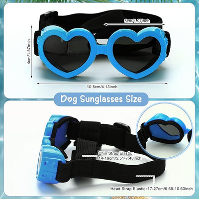 Small Summer T-Shirts Set Include Adjustable Pet Hat with Ear Holes Breathable Hawaiian Dog Shirt Heart Shape Sunglasses Beach Outfit Set for Puppy Small Medium Pets Dog Cat(Blue,M)