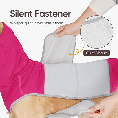 Dog Thunder Vest, Anxiety Relief Shirt with Noise-Reducing Hood, Calming Wrap, Gentle Compression Jacket for Thunder Storm, Fireworks Separation Stress, Fireworks,2XL, Pink