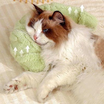 Little Pillow for Cats Puppies Ultra Soft Warm Fluffy Pet Calming Macaron Color Toy Half Donut Cuddler for Joint Relief Sleeping Improve Machine Washable-Green