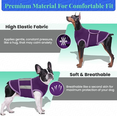 MIGOHI Dog Anxiety Relief Coat,Comfort Anxiety Vest for Dogs,Adjustable Dog Anxiety Calming Wrap for Fireworks,Thunderstorms,Travel, Separation,Anxiety Jacket for Small Dogs, XS,Purple