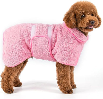 Bienbee Dog Bathrobe, Quick Drying Super Absorbent Pet Robes for Small Medium Large Dogs, Drying Coat for After Bath & Swim, Warm & Cozy Dogs Towels, Dog Puppy Bath Supplies, Pink S