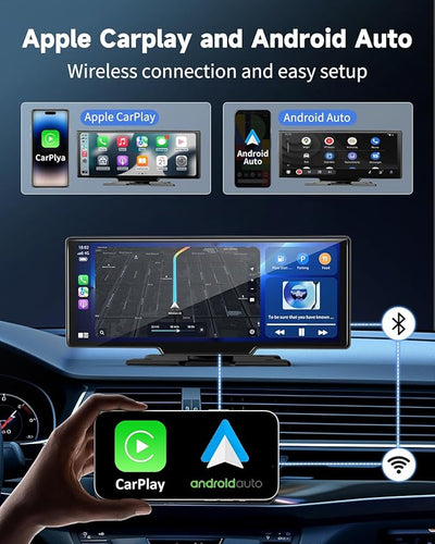 11.5" Largest Wireless Carplay Screen for Car, Portable A pple Carplay & Android Auto Touch Screen, 4K Dash Cam/App Control/1080p Backup Camera/Mirror Link/Voice Control/GPS/Bluetooth,for All Vehicles
