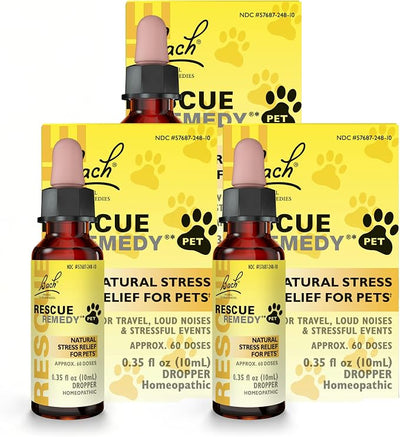 RESCUE Remedy Pet Dropper - 10mL, Pack of 3 - Stress & Tension Support for Dogs & Cats with Bach Natural Flower Essences - Sedative-Free, Homeopathic Liquid Formula - for All Breeds, Ages & Weights