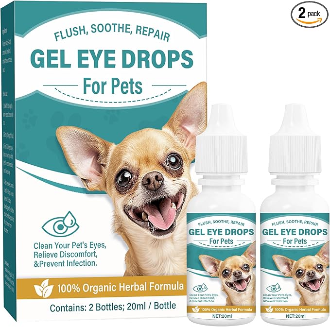 Cataract Drops for Dogs - Pet Gel Dog Eye Drops for Soothing Eye Discomfort, Reducing Tear Stains, and Supporting Eye Health, Gentle Formula for All Animals (2 X 20 ml)