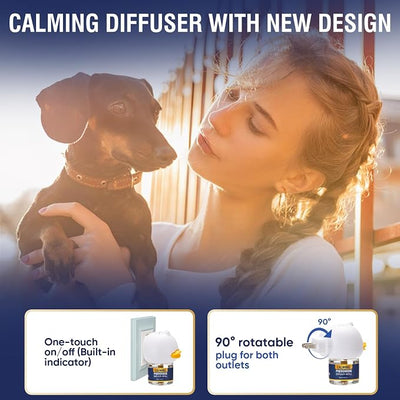 Dog Calming Pheromones Diffuser 6 in 1 Anxiety Relief Reduce Aggression Fighting Barking Stress 120 Day Supply 2 Plug in+4 x48ml Refill