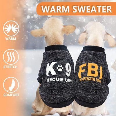 2 Pack Dog Sweaters for Small Dogs Black Fleece Sweater Chihuahua Clothes Pattern Small Dog Sweatshirt Puppy Clothes Fall Winter Pet Clothing, S