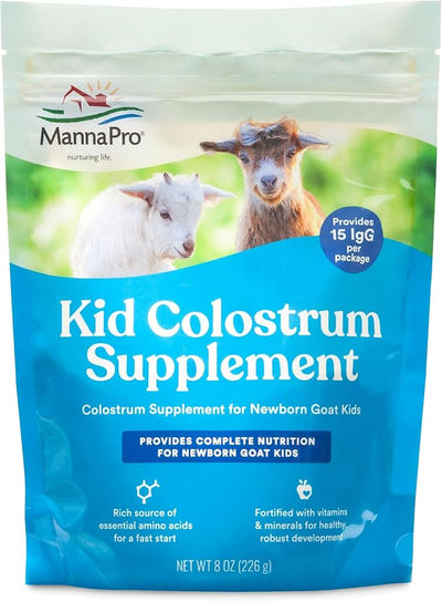Manna Pro Goat Kid Colostrum Supplement, Feed for First 24 Hours of Life, Helps Promote Healthy Development, Fortified with Vitamins & Minerals, 8 Ounces