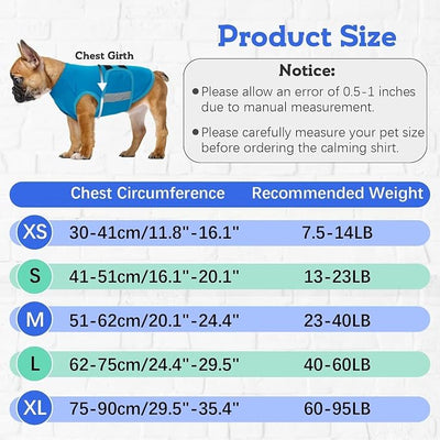 MIGOHI Dog Anxiety Relief Coat,Comfort Anxiety Vest for Dogs,Adjustable Dog Anxiety Calming Wrap for Fireworks,Thunderstorm,Travel,Separation,Anxiety Jacket for Small Dogs,S,Blue