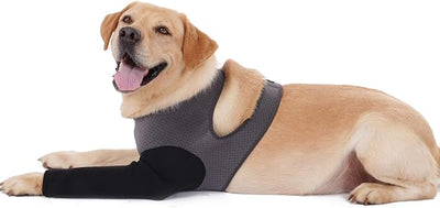 Dog Recovery Sleeve, Dog Recovery Suit, Abrasion Resistant Sleeve Front Leg, Washable 2.5mm Thick and Breathable, Pet Wounds Prevent Licking, Bite (2XLarge, Grey-Black)