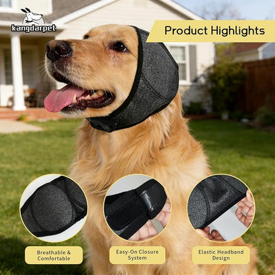 Upgraded Dog Ear Muffs for Noise Protection & Anxiety Relief, Adjustable No Shake Ear Wrap for Firework, Hematoma, Bathing, Swim, Grooming and Force Drying (Gray, L(Head Size:18"-24"))