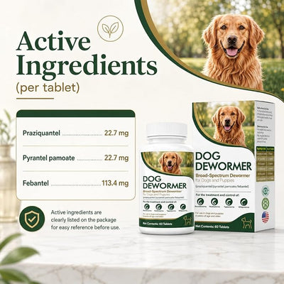 4-Way Dewormer for Dogs, (Febantel/Pyrantel Pamoate/Praziquantel), 60 Tablets