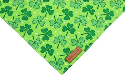 Realeaf St. Patrick's Day Dog Bandanas 2 Pack, Reversible Green Shamrock Polka Dots Pet Scarf for Boy and Girl,Holiday Bandana for Small Medium Large and Extra Large Dogs (Large)