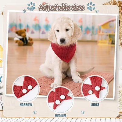 10 Pcs Muslin Cotton Triangle Dog Bandanas Reversible Pet Bibs Scarf Dog Scarves with Two Snaps Apparel Accessories Kerchief for Small to Medium Puppy Cat(Deep & Dynamic Color)