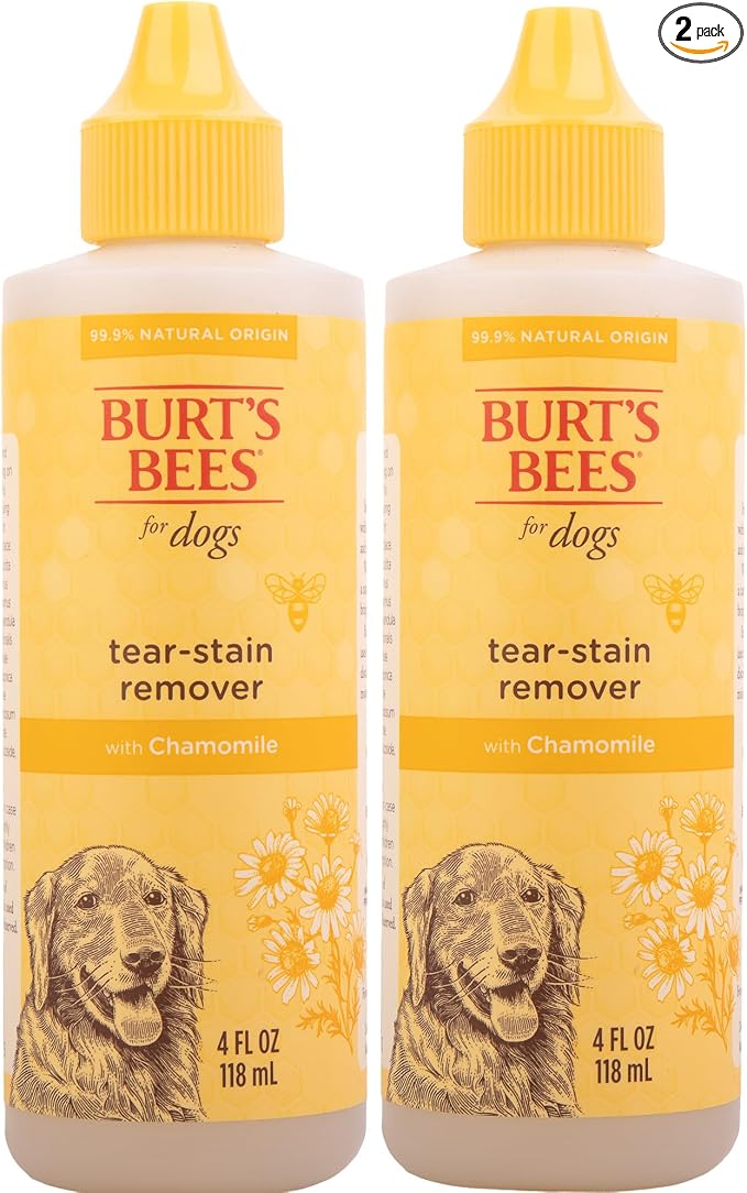 BURT'S BEES FOR PETS Tear Stain Remover for Dogs with Chamomile, 99.9% Natural Origin Formula, Gently Cleanses Eye Area and Removes Debris, Safe for Dogs and Puppies, Cruelty-Free, 4 Fl Oz - 2 Pack