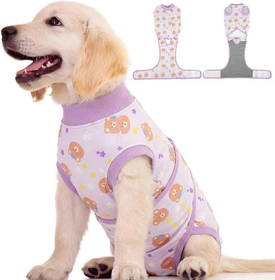 Kuoser Dog Surgery Recovery Suit, Soft Breathable Dog Recovery Suit for Female Spay Male Nueuter, Anti Licking Puppy Onesie Pet Surgical Suit for Dogs Abdominal Wounds Skin Disease, Bear S