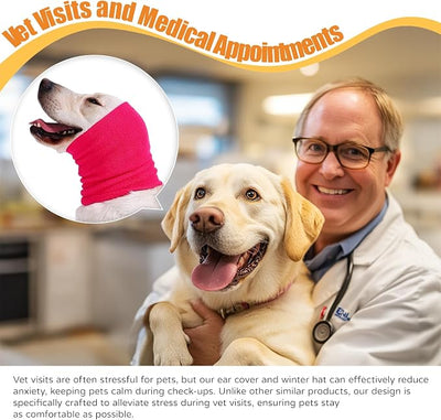 Dog Calming Band Cat and Dog Anxiety Relief Cover,Double Layer Thickened Pet Ears Elastic Neck Band Noise Cancelling Ear Muffs for Anxiety Relief/Noise Protection,Grooming,Thunder,Fireworks