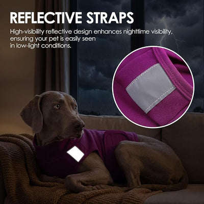 AOFITEE Dog Calming Vest for Dogs Anxiety, Dog Thunder Shirt, Anxiety Vest with Hook & Loop Closure, Reflective Dogs Compression Shirt for Fireworks Travel Vet Visit, Purple L