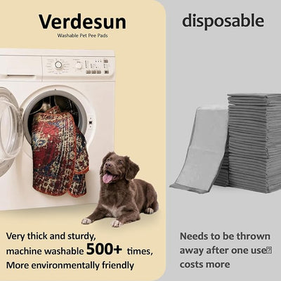 Washable Pee Pads for Dogs, Reusable Puppy Potty Training Pads, Ultra-Absorbent Thick Waterproof Leak-Proof Non-Slip Pads & Mat for Crate, Playpen, Floor, Whelping & Housebreaking , 2 Pack 48"x48"
