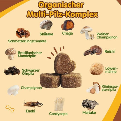 Mushroom Chews for Dogs, Turkey Tail Mushroom for Dogs, Immune Health, Digestive, Skin, Energy, Joint Support, 13 Organic Mushroom Complex with Shiitake, Maitake, Reishi, Lion's Mane, 140 Chews