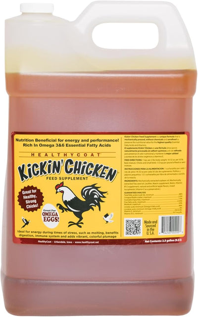 Healthy Coat Kickin' Chicken Feed Supplement: 2.5 Gallon. Plumage, Skin, Molting, Egg, Immune System, Energy
