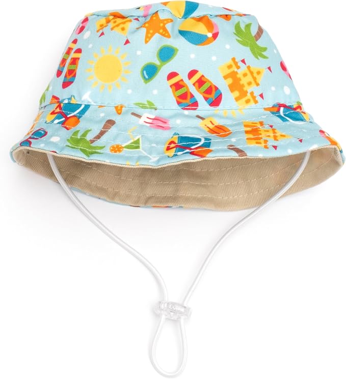 THE WORTHY DOG Life's a Beach Bucket Hat for Dogs – Lightweight Pet Sun Hat with Adjustable Chin Strap, Soft Brim & Bright Colors - Green, Medium