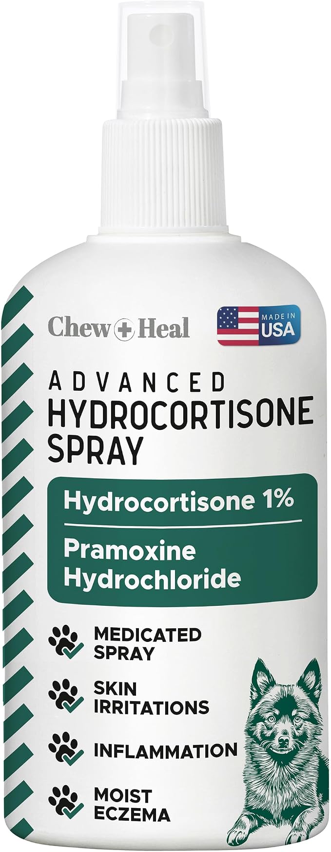 Hydrocortisone Spray for Dogs - Hot Spot Treatment & Itch Relief, 4 oz with Pramoxine - Soothes Dry Itchy Skin, Allergies, Dermatitis, Flea Bites, Aloe Infused, Made in USA - Chew + Heal Labs