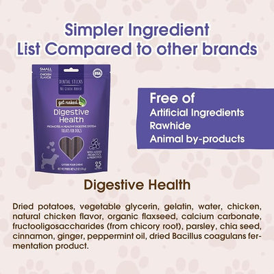 Get Naked Grain Free 1 Pouch 6.2 Oz Digestive Health Dental Chew Sticks, Small