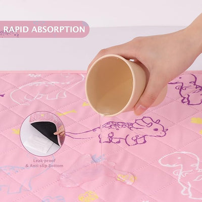 IEUUMLER Washable Pee Pads for Dogs, 2 Pack Non-Slip & Waterproof Whelping Pad, Reusable Puppy Potty Training With Fast Absorbent for Playpen EU007 (Pink Dinosaur, 24"X48"-2pcs)