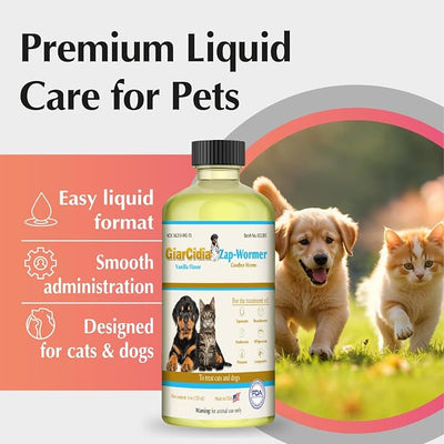 No More Worms in Cats and Dogs- Dewormer for Cats and Dewormer for Dogs - Vanilla Flavours 120 mL / 4 oz Glass Bottle – Includes 3 mL Dropper with Cap (Vanilla Flavor)