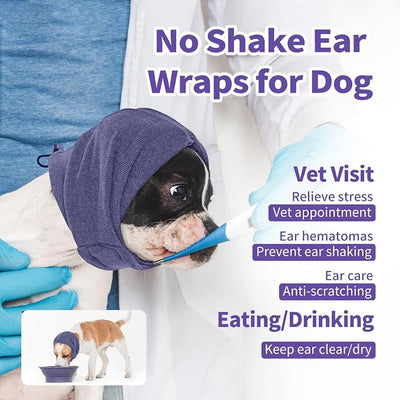 Nanaki Soft Dog Calming Hoodie Anxiety Relief Dog Ear Muffs Noise Protection Doggy Head Wrap Hematoma Fireworks Doggy Ear Cover for Bath Blow Drying Pet Head Cover Noise Cancelling Sleep Help Headband