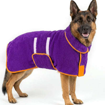 Bienbee Dog Bathrobe, Quick Drying Super Absorbent Pet Robes for Small Medium Large Dogs, Drying Coat for After Bath & Swim, Warm & Cozy Dogs Towels, Dog Puppy Bath Supplies, Purple XXL
