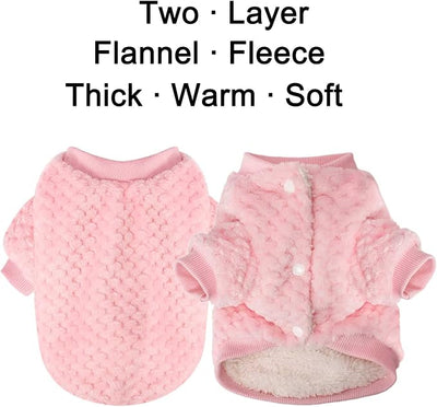POMIU Dog Sweater, Dog Sweaters for Small Medium Dogs or Cat, Warm Soft Flannel Pet Clothes for Dogs Girl or Boy, Dog Shirt Coat Jacket (Coat Pink+Purple, Small)