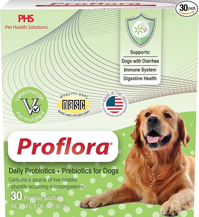 Daily Probiotics and Prebiotics for Dogs, Supports Digestive Health and Immune System, 30 Powder Sachets, 1.06 oz (1-Pack)