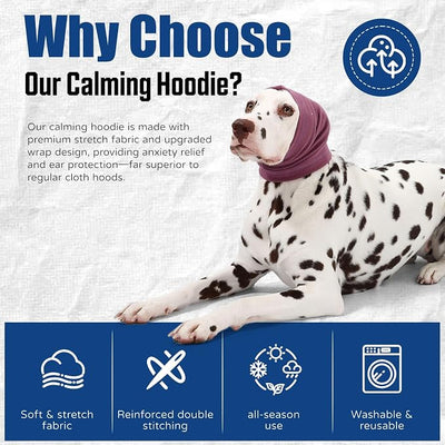 Dog Calming Hoodie Quiet Head Cover Sleeves Anxiety Relief/Noise Protection - Grooming - Thunder - Fireworks
