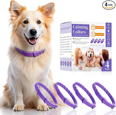 Calming Collar for Dogs 4 Pack - Up to 240 Days Pheromone Dog Collar for Anxiety and Stress Support - Fits Small Medium Large Dogs, Purple