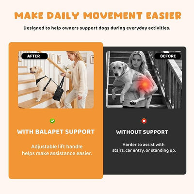 BALAPET BALAPET Dog Hip Brace Support Harness with Lift Handle, Adjustable Hip Support Brace for Large Dogs, Soft Removable Hip Pads, Mobility Assistance Harness for Walking, Stairs & Car Support(XXL)