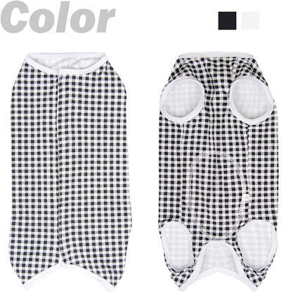 Dog’s Recovery Suit Post Surgery Shirt for Puppy, Wound Protective Clothes for Little Animals(Black White Plaid-s)