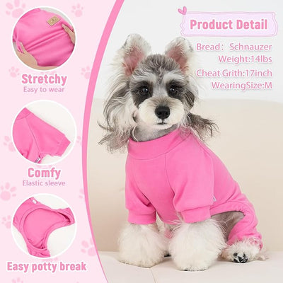XPUDAC 3 Pack Fleece Dog Pajamas Warm Winter Dog Clothes for Small Medium Dogs Girl Cozy Puppy Pjs Pet Outfit Doggie Onesie Costume, Purple, Pink, Hotpink, L
