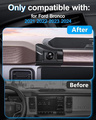 ELOHEI Custom Fit Phone Mount for Ford Bronco with Custom Base | Car Phone Holder for Ford Bronco 2021 2022 2023 2024 Car Accessories