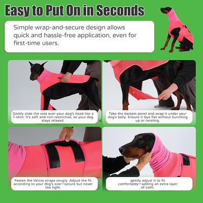 Dog Anxiety Vest with Hood, Soft Thunder Jacket for Fireworks, Vet Visits & Separation Anxiety – No Medication or Training