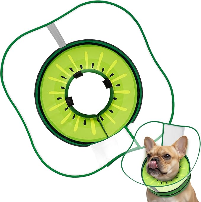 Sponge Dog Cone Collar, Dog Donut Collar After Surgery with Clear Shield, Adjustable Soft Cone for Dogs to Stop Licking-Comfy Cone for Large Medium Small Dogs (Kiwi,M)