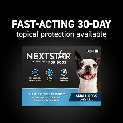 NEXTSTAR Flea and Tick Prevention for Dogs, Repellent & Control, Fast Acting Waterproof Topical Drops, Flea and Tick Prevention for Small Dogs, 6 Monthly Doses