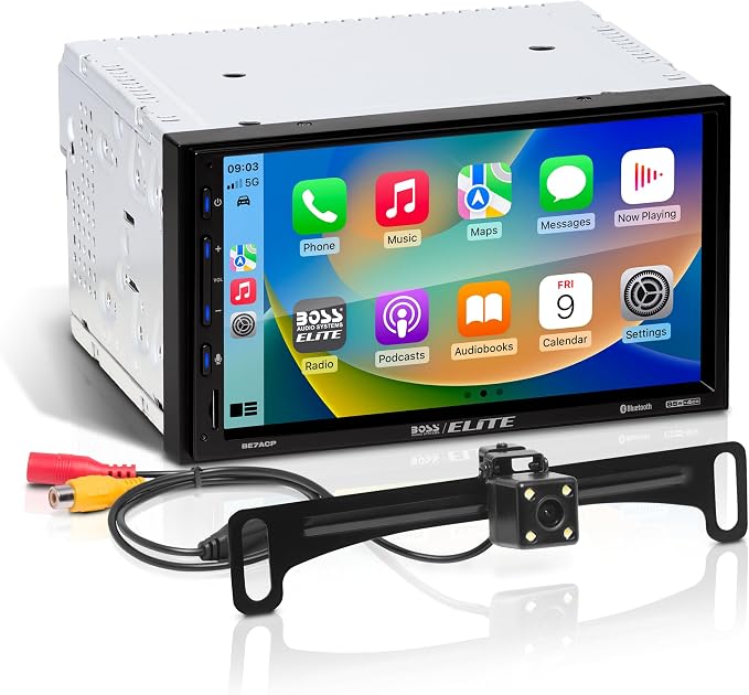 BOSS Audio Systems BE7ACP-C Car Stereo - Apple CarPlay, Android Auto, 7 Inch Touchscreen, Bluetooth, No CD DVD Player, Radio Receiver, Backup Camera